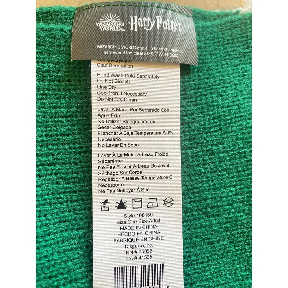 Disguise Harry Potter Wizarding World Slytherin Scarf Green Gray Costume NEW